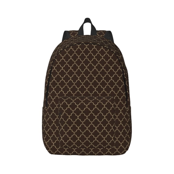 Rateoe Brown Moroccan Trellis Pattern Canvas College Laptop Backpack,Travel Daypack,Durable Rucksack Travel Notebook Bag School Backpack Book Bag for Men Women-Small