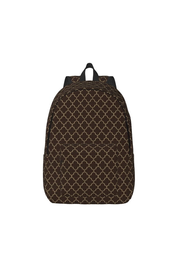 Brown Moroccan Trellis Pattern Canvas College Laptop Backpack,Travel Daypack,Durable Rucksack Travel Notebook Bag School Backpack Book Bag for Men Women-Small