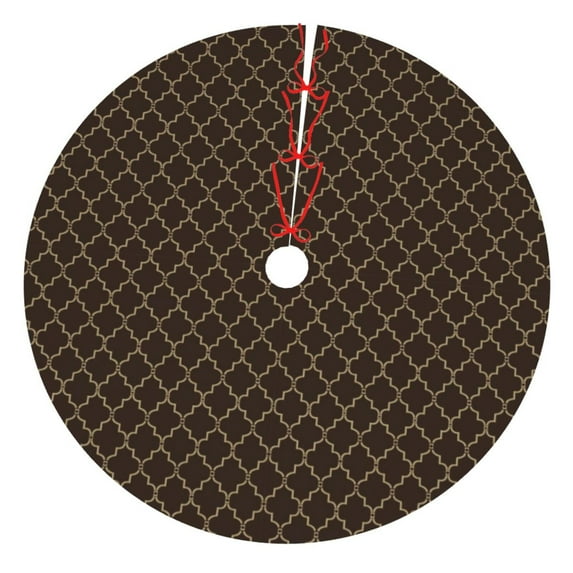 Rateoe Brown Moroccan Trellis Print Christmas Tree Skirt 30" for Xmas Holiday New Year Party Circle Tree Mat Ornaments Decoration