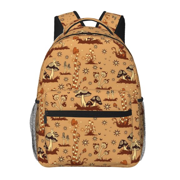 Rateoe Brown Mushrooms Pattern Casual Backpack for School, Work, Travel  Adjustable Straps, Multiple Compartments  Ergonomic Design, Fits Laptops and Tablets