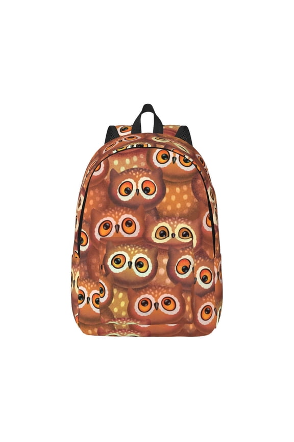 Brown Owl Pattern Canvas College Laptop Backpack,Travel Daypack,Durable Rucksack Travel Notebook Bag School Backpack Book Bag for Men Women-Medium
