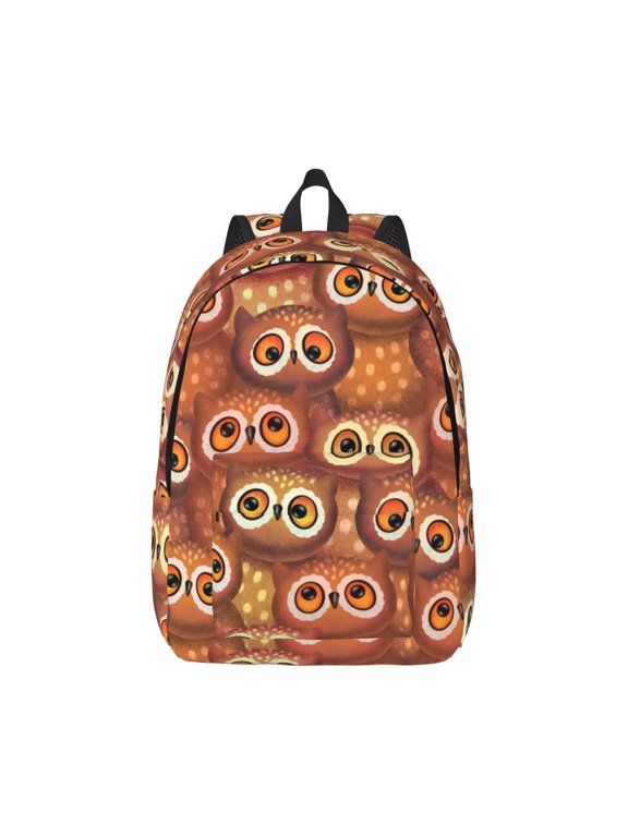 Brown Owl Pattern Canvas College Laptop Backpack,Travel Daypack,Durable Rucksack Travel Notebook Bag School Backpack Book Bag for Men Women-Small