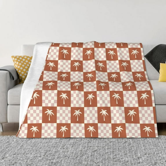 Rateoe Brown Palms Pattern Flannel Throw Blanket, Ultra-soft Blanket for Bed, Couch, Car, Hypoallergenic Anti-pilling blanket-50"x40"(Horizontal)
