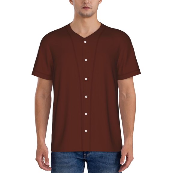 Rateoe Brown Pattern Men’s Baseball Short Sleeve Polo Shirt, Midweight Men's Shirt Golf Shirt Polo Shirts Quick Dry Short-Large