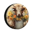 thumbnail image 1 of Rateoe Bucket Flower Cow Pattern Tire Cover Wheel Protectors Weatherproof Wheel Covers Universal Fit for Trailer Rv SUV Truck Camper Travel Trailers Accessories-14 inch, 1 of 6