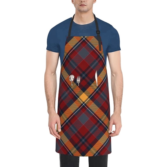 Rateoe Buffalo Check Plaid Aprons with Pocket,Men Womens Aprons Waterproof Adjustable Cooking Aprons for Kitchen Gardening and Salon