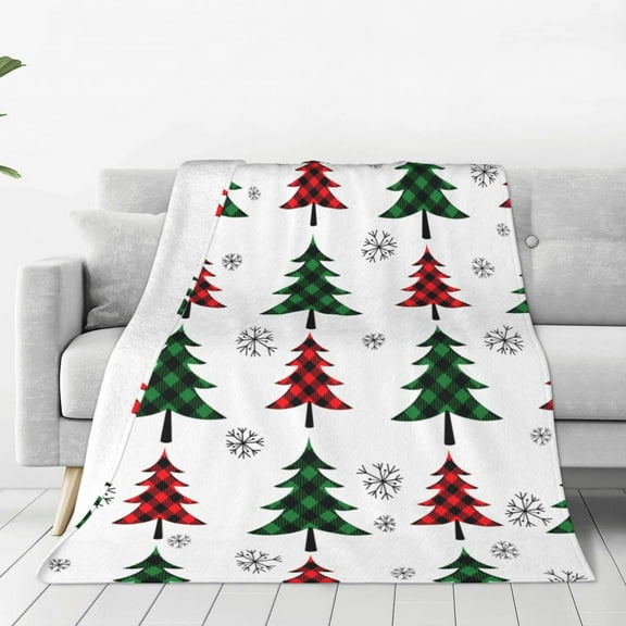 Rateoe Buffalo Plaid Christmas Trees Print Fuzzy Fleece Throw Blanket Extra Large,Super Soft,Fluffy and Warm Blankets for Couch,Bed,All Season Use (60"x50")