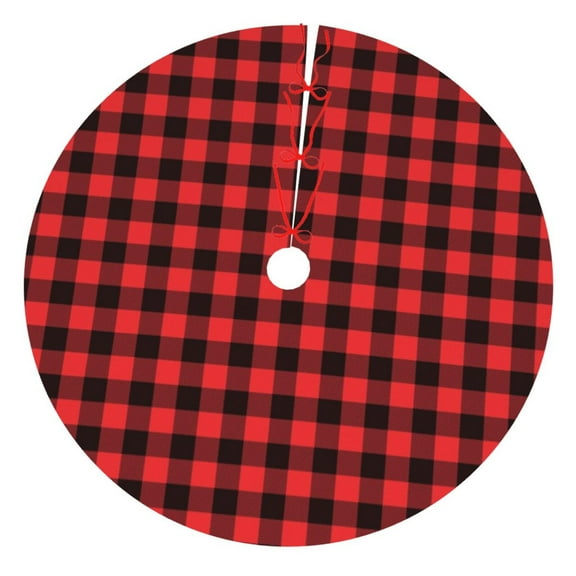 Rateoe Buffalo Plaid Red Black Print Christmas Tree Skirt 30" for Xmas Holiday New Year Party Circle Tree Mat Ornaments Decoration