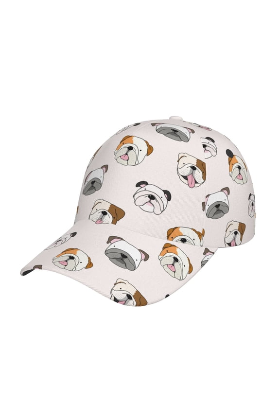 Bulldog Face Pattern Baseball Cap Outdoor Cap Mountain Dad Hat - Unstructured Soft Cotton Cap-Adjustable UV Protection Cap