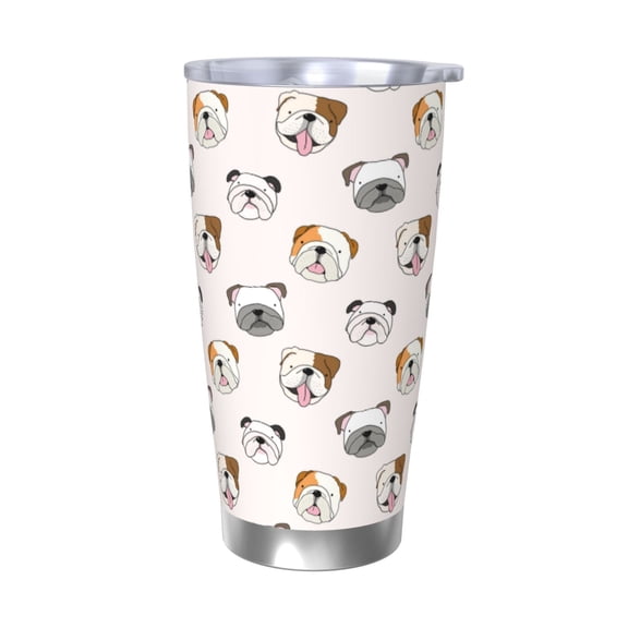 Rateoe Bulldog Face Printed Car Guy Gifts for Men Women Tumbler - 20oz/590ml Double Wall Vacuum Insulated Stainless Steel Travel Tumbler Cups with Lid & Straw-Without Straw