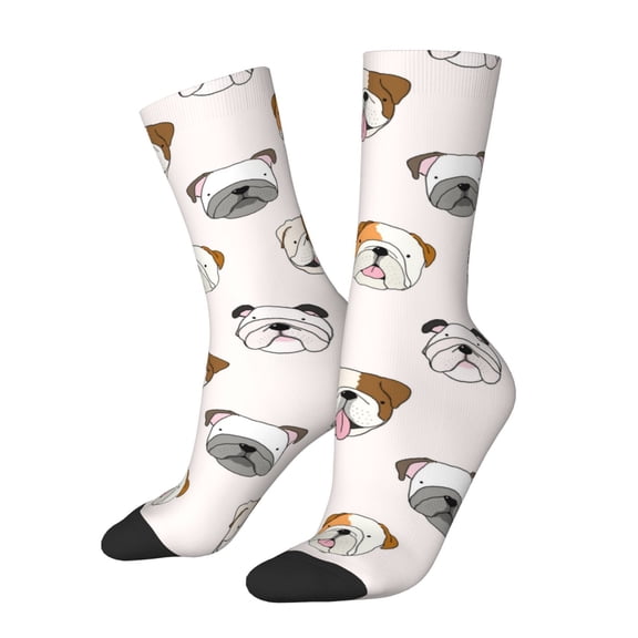 Rateoe Bulldog Face for Women Casual Calf Socks - Cute Crew Socks - Thin Soft Above Ankle Socks Size 5-11