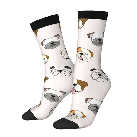 Rateoe Bulldog Face for Women Casual Calf Socks - Cute Crew Socks - Thin Soft Above Ankle Socks Size 5-11