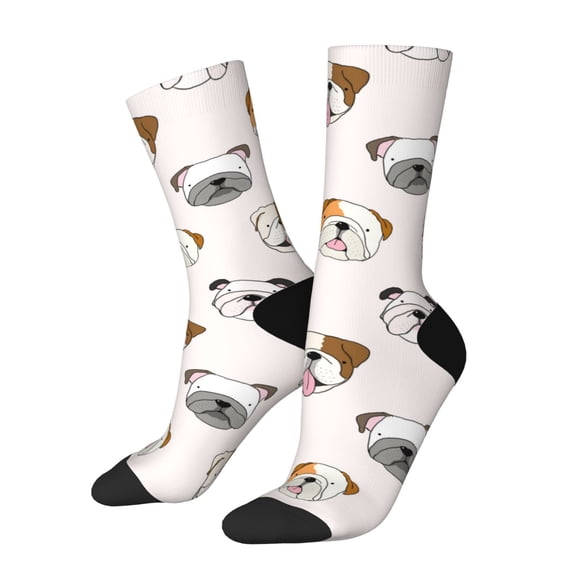 Rateoe Bulldog Face for Women Casual Calf Socks - Cute Crew Socks - Thin Soft Above Ankle Socks Size 5-11