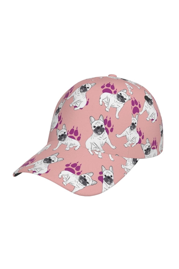 Bulldog Pattern Baseball Cap Outdoor Cap Mountain Dad Hat - Unstructured Soft Cotton Cap-Adjustable UV Protection Cap