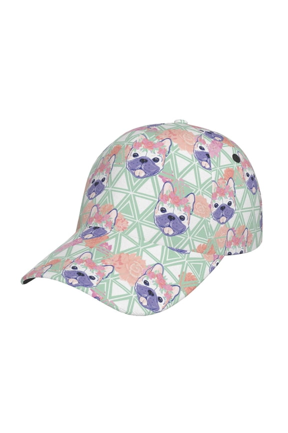 Bulldog Pattern Baseball Cap Outdoor Cap Mountain Dad Hat - Unstructured Soft Cotton Cap-Adjustable UV Protection Cap