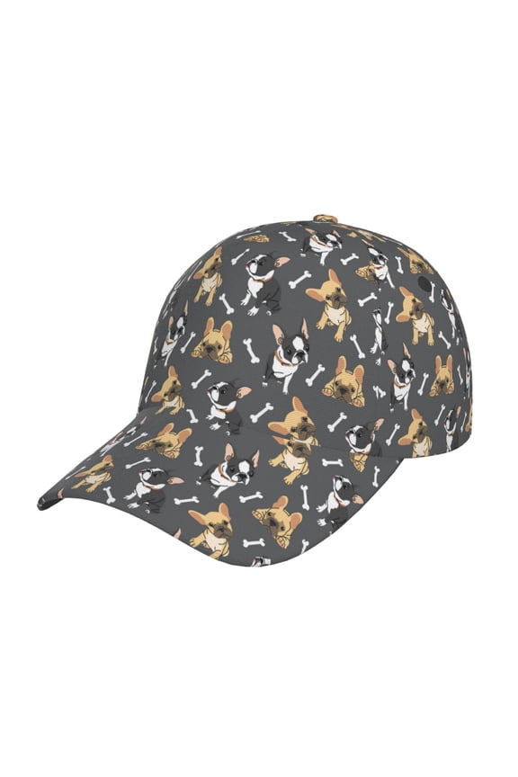 Bulldog Print Pattern Baseball Cap Outdoor Cap Mountain Dad Hat - Unstructured Soft Cotton Cap-Adjustable UV Protection Cap
