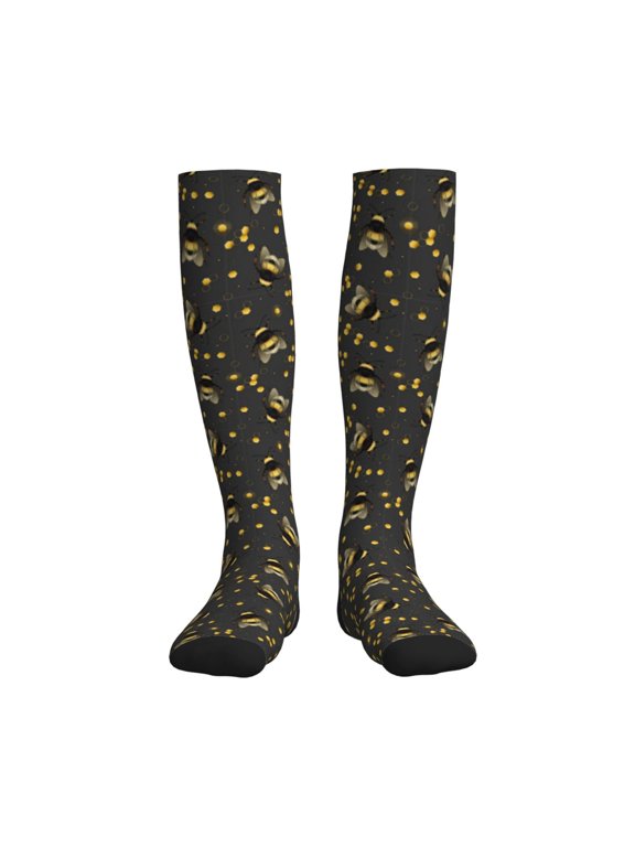 Bumblebee Compression Socks for Women and Men 20-30mmHg-Circulation Support Socks Knee High Nurse Pregnant Running Medical and Travel Athletic