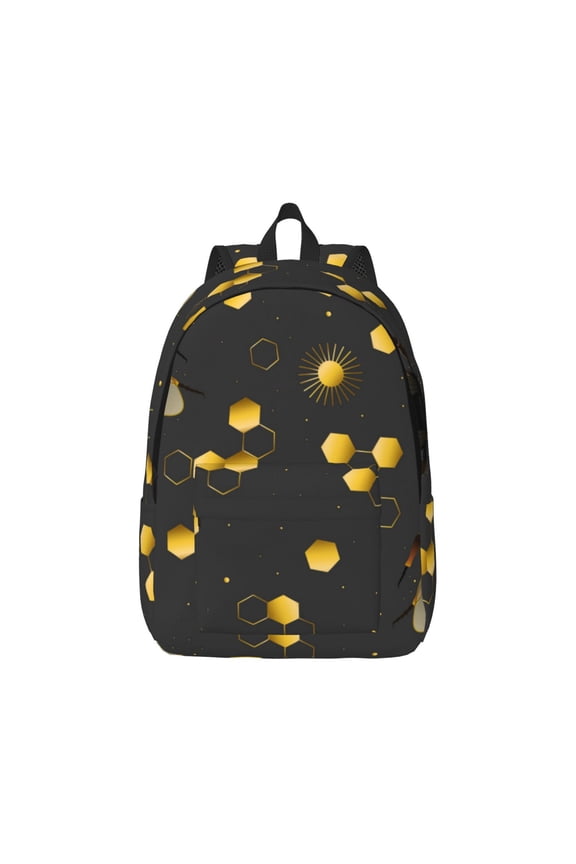 Bumblebee Pattern Canvas College Laptop Backpack,Travel Daypack,Durable Rucksack Travel Notebook Bag School Backpack Book Bag for Men Women-Medium