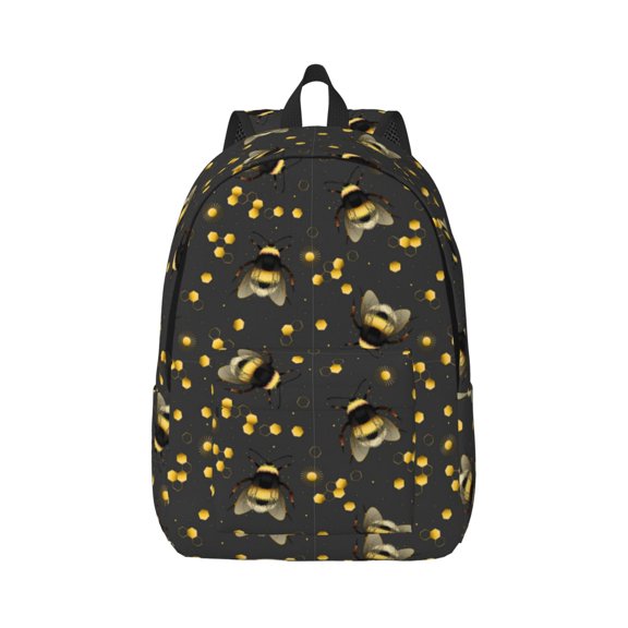 Rateoe Bumblebee Pattern Canvas College Laptop Backpack,Travel Daypack,Durable Rucksack Travel Notebook Bag School Backpack Book Bag for Men Women-Medium