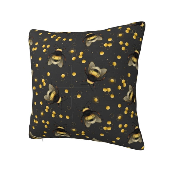 Rateoe Bumblebee Pattern Throw Pillow Cover Premium Pillow Stuffer Sham Square for Decorative Cushion Bed Couch Sofa(Pillow insert not included)
