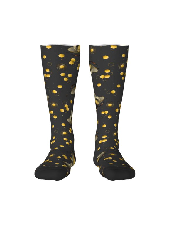 Bumblebee Pattern Women’s Knee High Crew Socks,Trouser Socks Comfortable, Breathable, Moisture-Wicking and Soft
