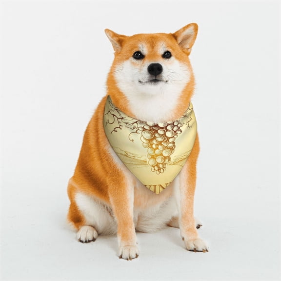 Rateoe Bunch of Grapes Print Pet Scarf for Dogs and Cats – Stylish Reflective Design, Breathable & Durable Pet Bandana with Quick-Release Buckle-Medium