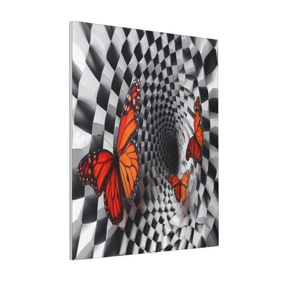 Rateoe Butterflies Optical Illusion Pattern Decorative Picture – Unique Modern Wall Art, Ready-to-Hang Canvas Print for Home (Vertical)