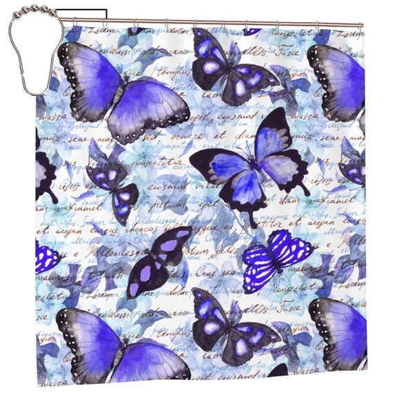 Rateoe Butterflies Shower Curtain - Fancy Bathroom Shower Curtain Sets - Waterproof Shower Curtain with Hooks with 12 Plastic Hooks 72x72 Inches