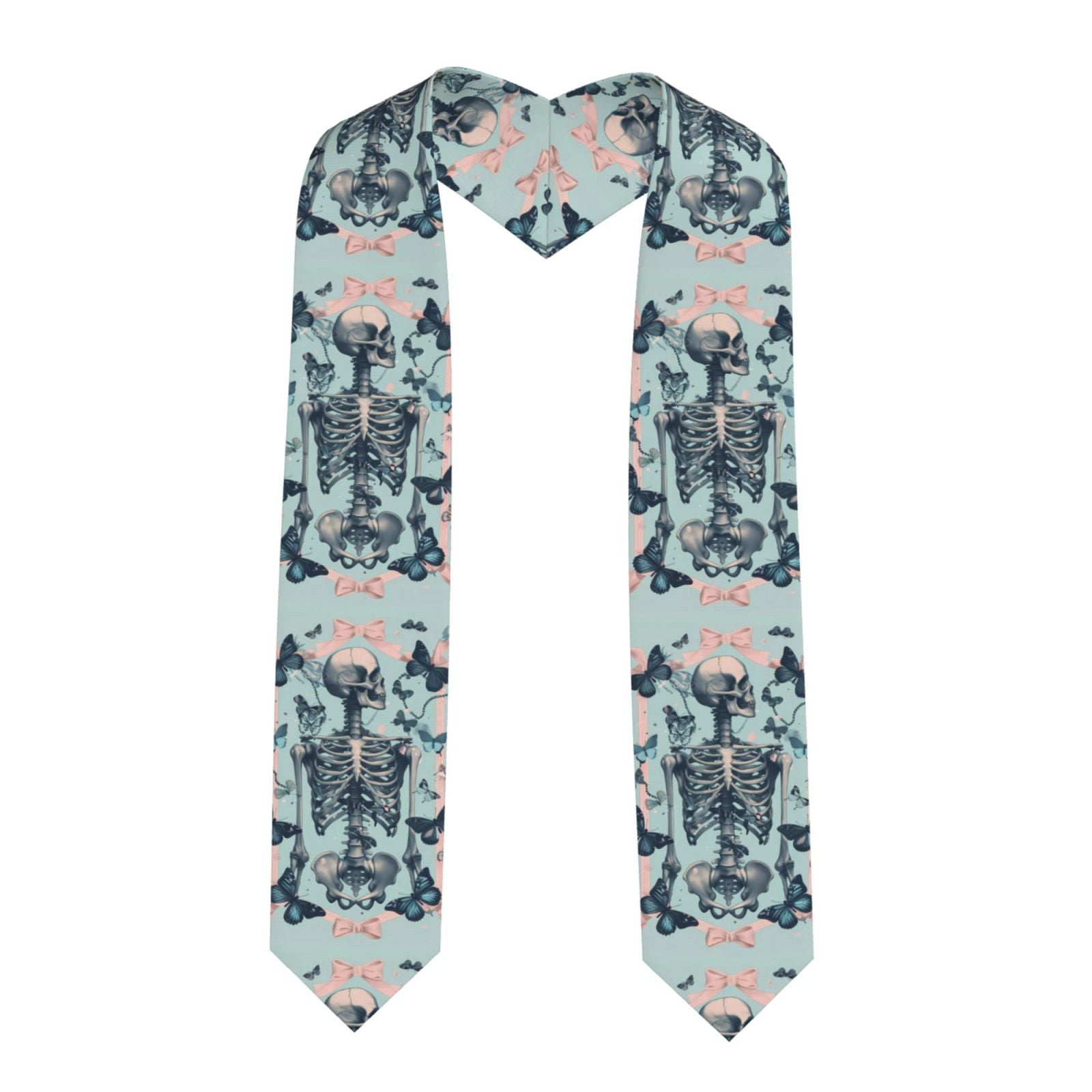 Rateoe Butterflies Skull Bows Pattern Graduation Shawl Stole – Elegant ...