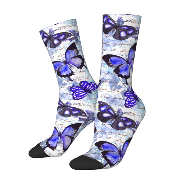 Rateoe Butterflies for Women Casual Calf Socks - Cute Crew Socks - Thin Soft Above Ankle Socks Size 5-11