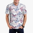 thumbnail image 1 of Rateoe Butterflies in Pastel Pattern Men's Short Sleeve Polo Shirts, Golf Polo Shirts Short Sleeve Performance Moisture Wicking Dry-X-Large, 1 of 6