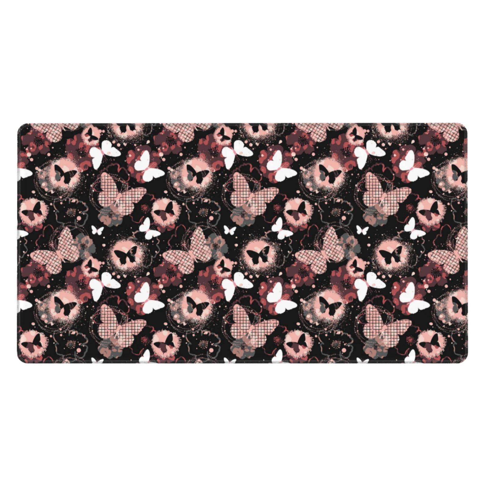Rateoe Butterflies1 Print Mouse Pad - Extended Large Gaming Mousepad,Non-Slip Stitched Edge,16x29.5 Inch