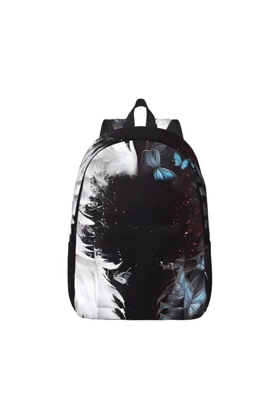 Butterfly Angel Wings Art Pattern Canvas College Laptop Backpack,Travel Daypack,Durable Rucksack Travel Notebook Bag School Backpack Book Bag for Men Women-Medium