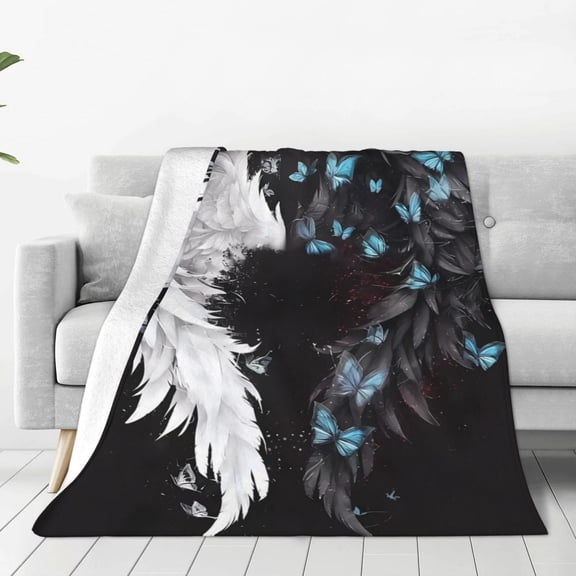 Rateoe Butterfly Angel Wings Art Print Fuzzy Fleece Throw Blanket Extra Large,Super Soft,Fluffy and Warm Blankets for Couch,Bed,All Season Use (40"x30")