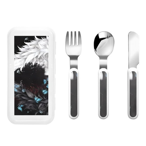Rateoe Butterfly Angel Wings Art for Stainless Steel Kids Silverware Set - Child and Toddler Safe Flatware - Children's Knife, Fork And Spoon Set