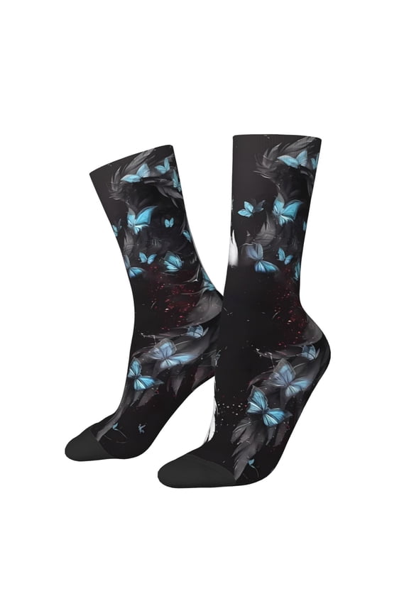 Butterfly Angel Wings Art for Women Casual Calf Socks - Cute Crew Socks - Thin Soft Above Ankle Socks Size 5-11