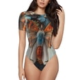 thumbnail image 1 of Rateoe Butterfly and Bloom Beauty Printed Women Rash Guard Short Sleeve,Tummy control Swimsuit Surfing Swimsuit Bathing Suit Short-sleeved Onesie UPF 50+ -Small, 1 of 7