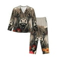 thumbnail image 1 of Rateoe Butterfly Cow With Flowers Pattern Womens Pajamas Set Long Sleeve Sleepwear Button Down Nightwear Soft Cotton Pj Lounge Sets-X-Large, 1 of 7