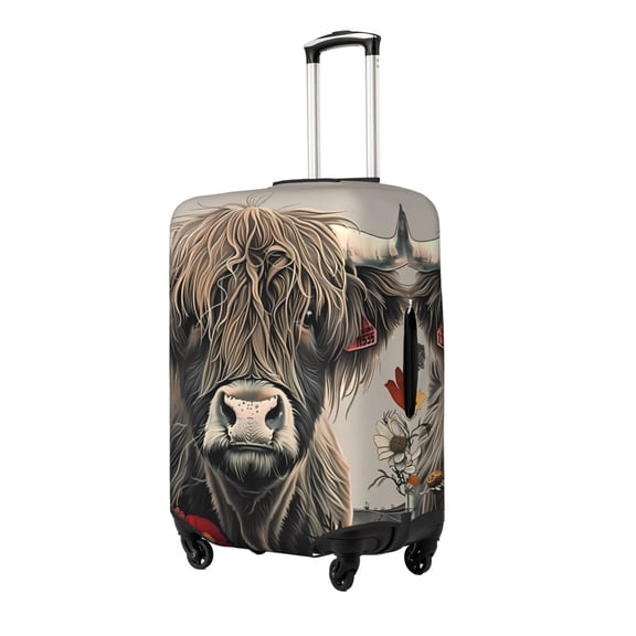 Rateoe Butterfly Cow With Flowers Printed Luggage Cover, Suitcase Protector Fits 18-32 Inch Luggage-Small