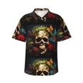 thumbnail image 1 of Rateoe Butterfly Flower Plant Skull Pattern Men’s Hawaiian Shirt – Short Sleeve Button-Down Tropical Beach Shirt, Lightweight & Breathable Casual Aloha Shirt with Pocket,Medium, 1 of 7