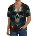 thumbnail image 1 of Rateoe Butterfly Flower Skull Pattern Men's Short Sleeve Classic Shirt, Casual Short-Sleeved Shirt, Lightweight Summer Shirt, Cuban Collar Shirt,Button-Front Shirt-XX-Large, 1 of 5