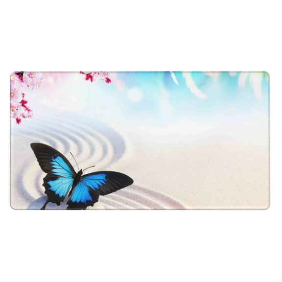 Rateoe Butterfly In Blossoms Zen Print Mouse Pad - Extended Large Gaming Mousepad,Non-Slip Stitched Edge,16x29.5 Inch