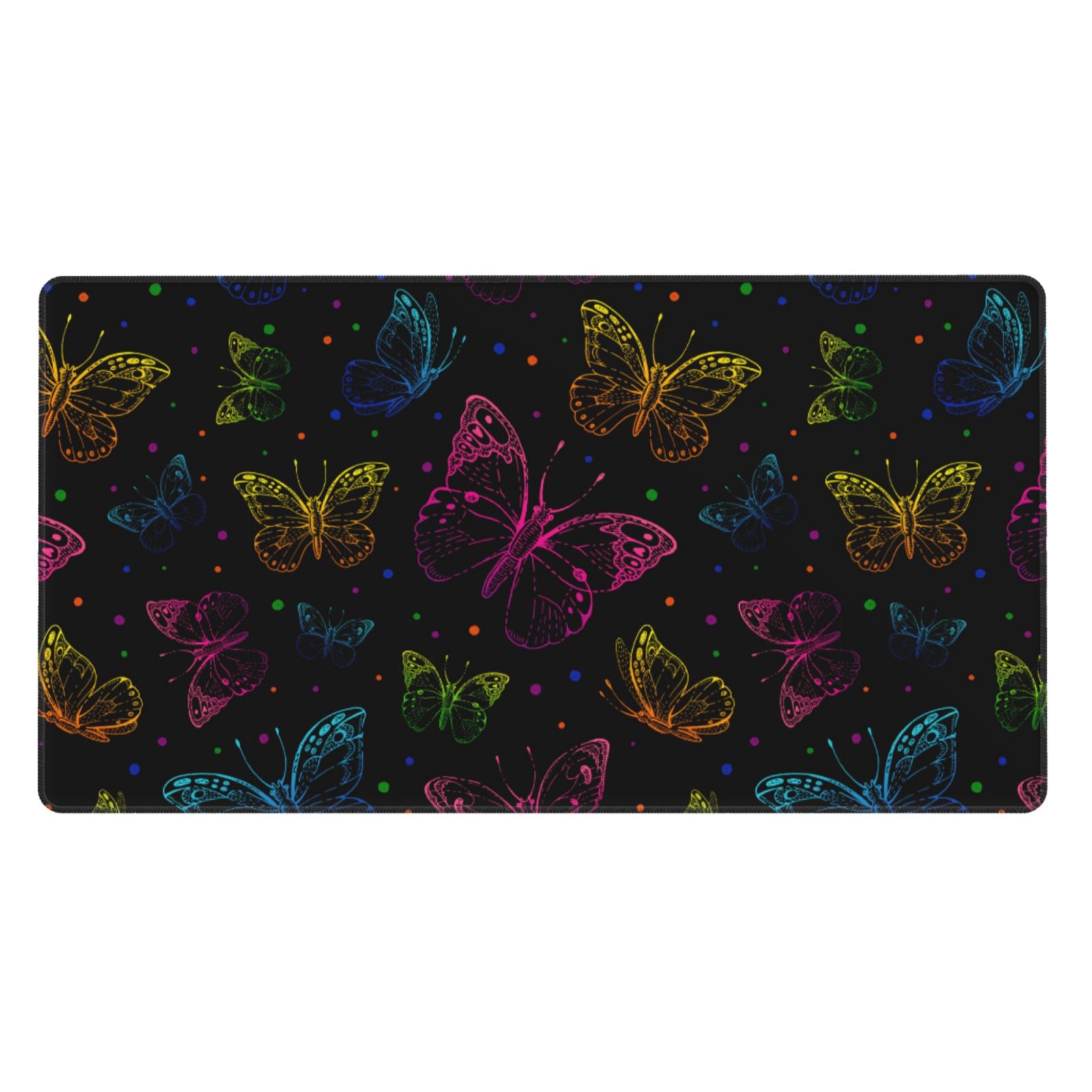 Rateoe Butterfly Print Mouse Pad - Extended Large Gaming Mousepad,Non-Slip Stitched Edge,16x29.5 Inch