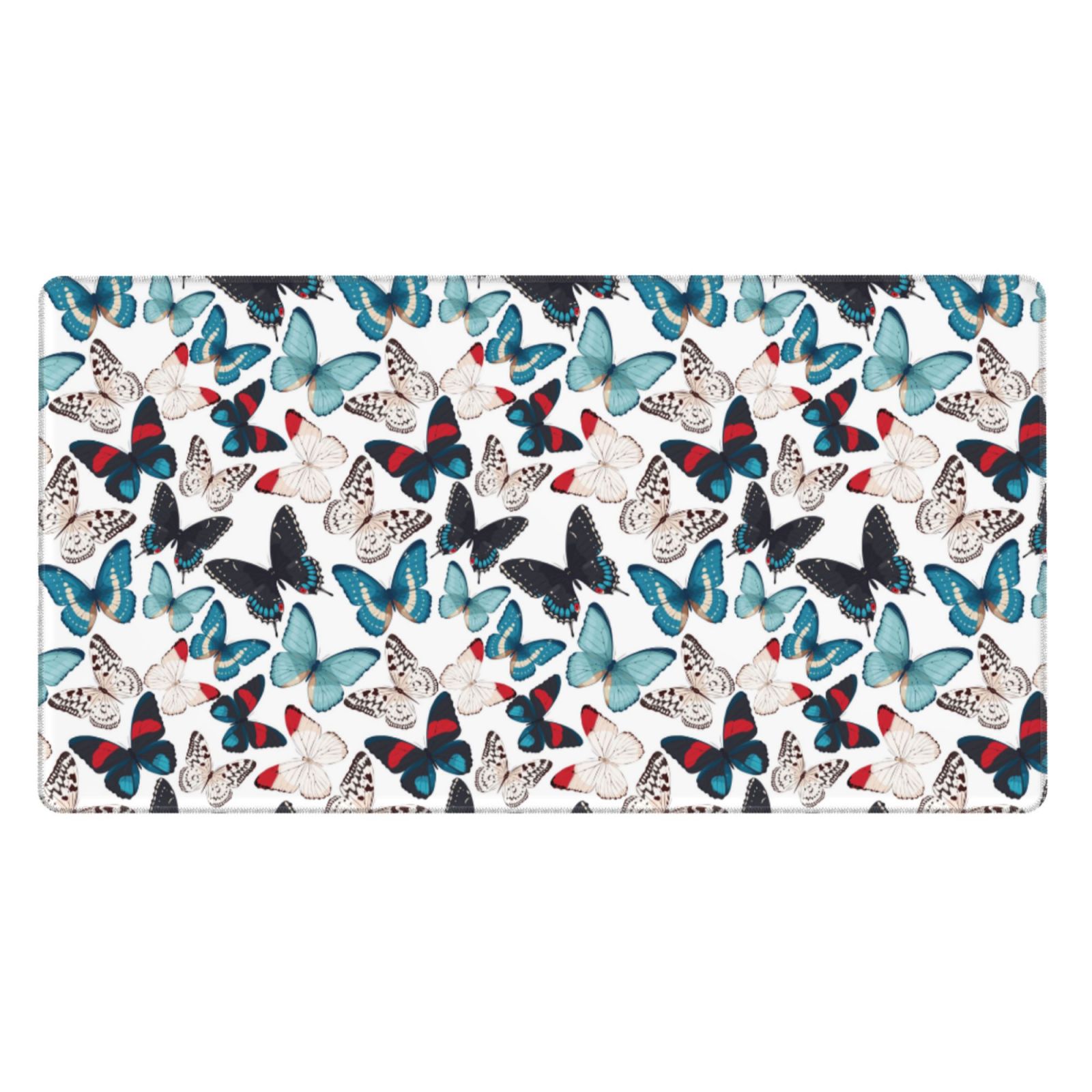 Rateoe Butterfly Print Mouse Pad - Extended Large Gaming Mousepad,Non-Slip Stitched Edge,16x29.5 Inch