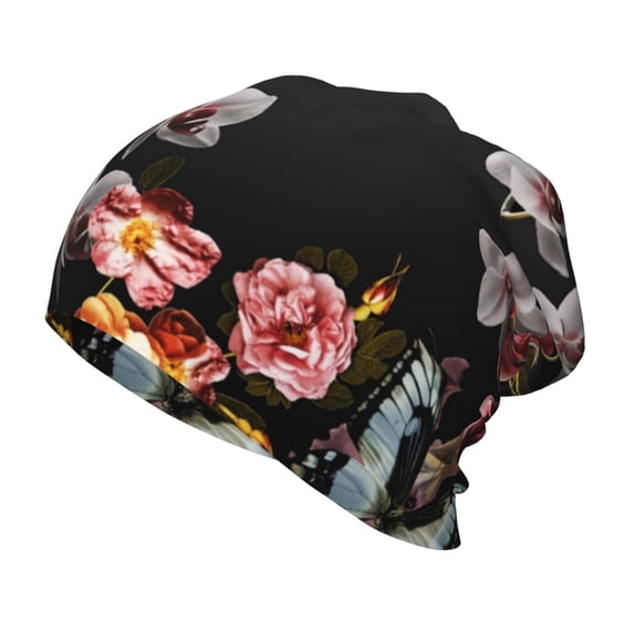 Rateoe Butterfly with Fowers Kids Beanie Warm Knit Beanie Hats Boys Girls Winter Hat Soft Slouchy Hats for Kids