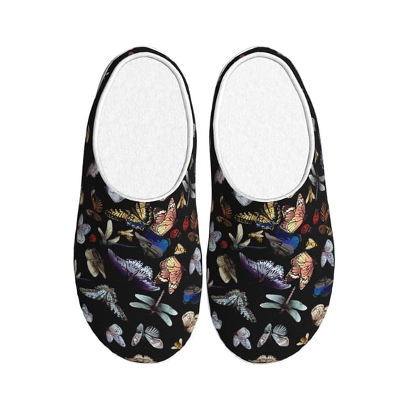 Rateoe Butterfly1 Print Women's Men's Cotton Knit Slippers Lightweight Memory Foam Indoor House Shoes with Anti-Skid Sole-42/43