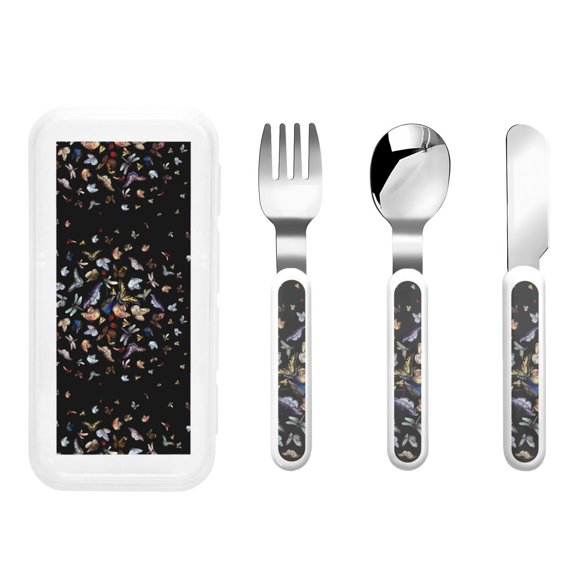 Rateoe Butterfly1 for Stainless Steel Kids Silverware Set - Child and Toddler Safe Flatware - Children's Knife, Fork And Spoon Set