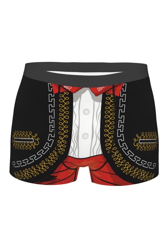 CHARRO SUIT Mens Boxer Briefs Poly Spandex Performance Boxer Briefs Underwear Hem Boxer Briefs - Small