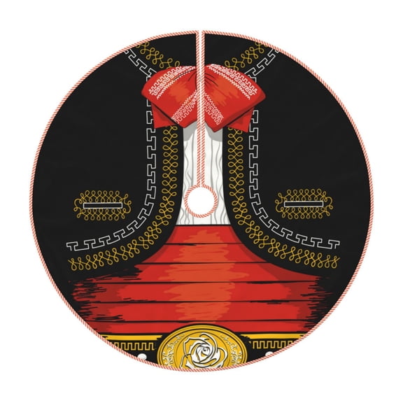 Rateoe CHARRO SUIT Pattern Christmas Tree Skirt with Ties, Christmas Tree Decorations, Farmhouse Christmas Decor Xmas Holiday Decorations-30"