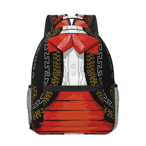 Rateoe CHARRO SUIT Pattern Durable Student Backpack Laptop Bag- Ergonomic Design, Waterproof Twill Fabric - Ideal for School, Travel, and Outdoor Activities-One Size